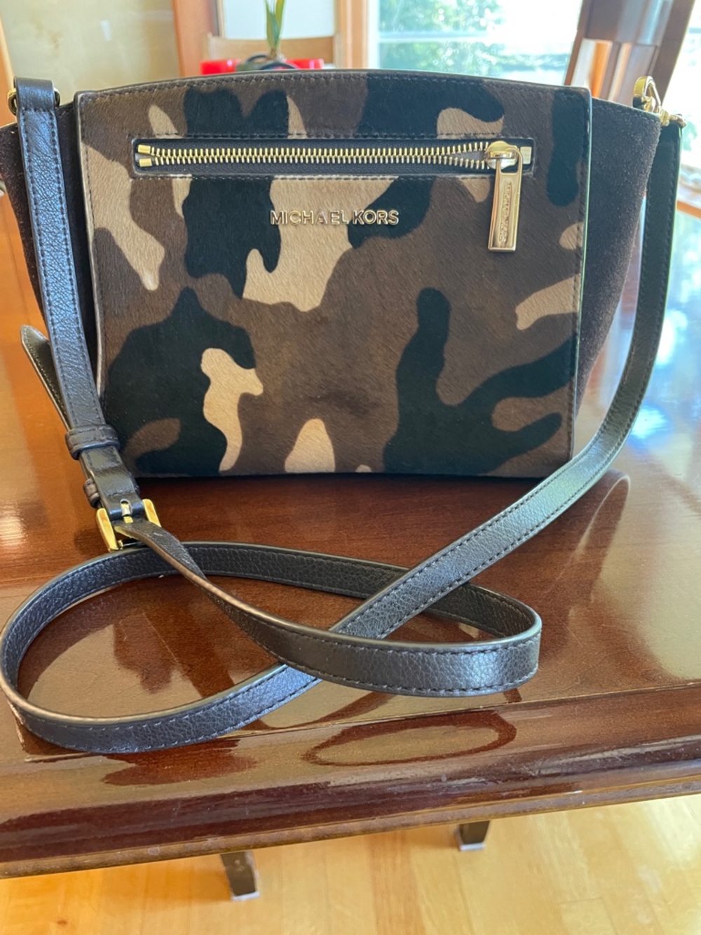 Michael Kors Men’s Camouflage Crossbody Messenger Bag - Brown/Black/Tan - Picture 2 of 5
